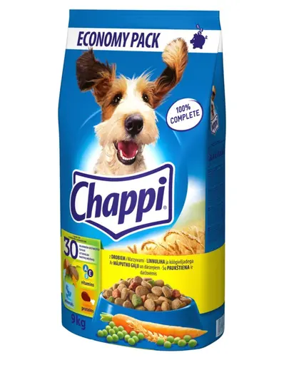CHAPPI 9 kg - hrana uscata completa pentru caini adulti, cu carne de pasare si legume