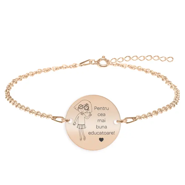 Charlotte - Bratara personalizata din argint 925 placat cu aur galben pentru Educatoare