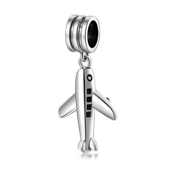 Charm/talisman argint 925, JW1630, model Avion, placat cu rodiu