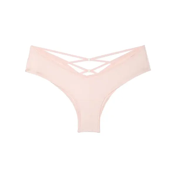 Cheeky high-waisted panties with straps at the back - pink L