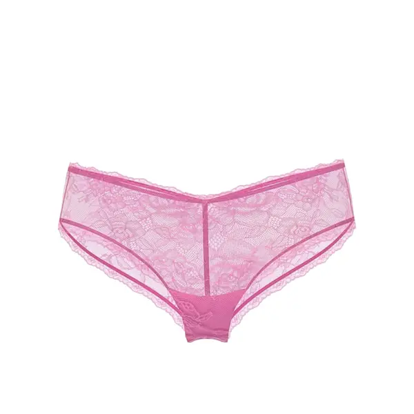 Cheeky high-waisted rose lace panties - playful rose L