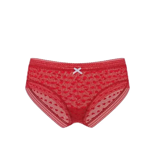 Cheeky lace panties with hearts - lipstick M