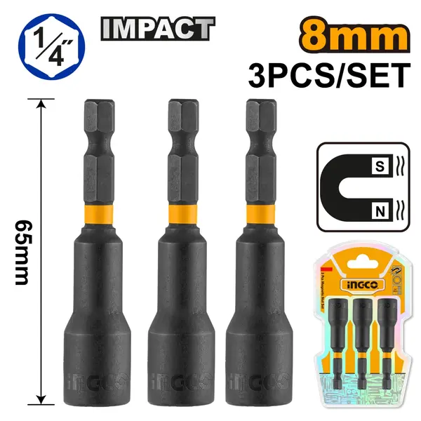 Cheie Magnetica 1/4 8mm Set 3 buc INGCO AMN0831