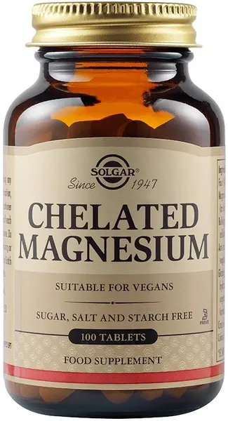 Chelated Magnesium, 100 mg, 100 tablete, Solgar