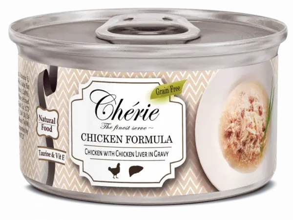 Cherie Adult Cat Grain Free Mix de Pui si Ficat in Sos 80 g