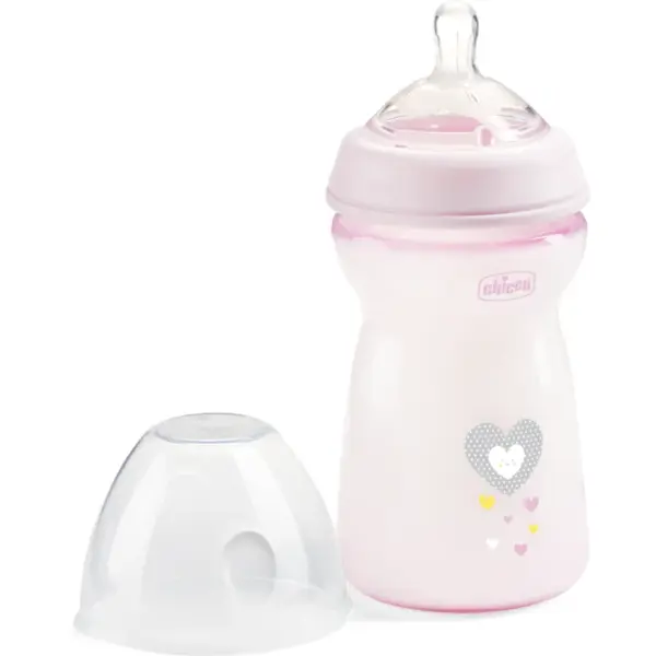 Chicco Natural Feeling Girl biberon pentru sugari 6m+ 330 ml