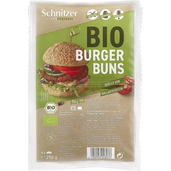 Chifle pentru hamburger fara gluten 4 bucati, eco - 250 g