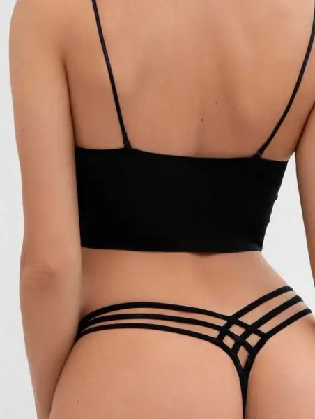 Chilot Damă Negru Sexy cu Bretele