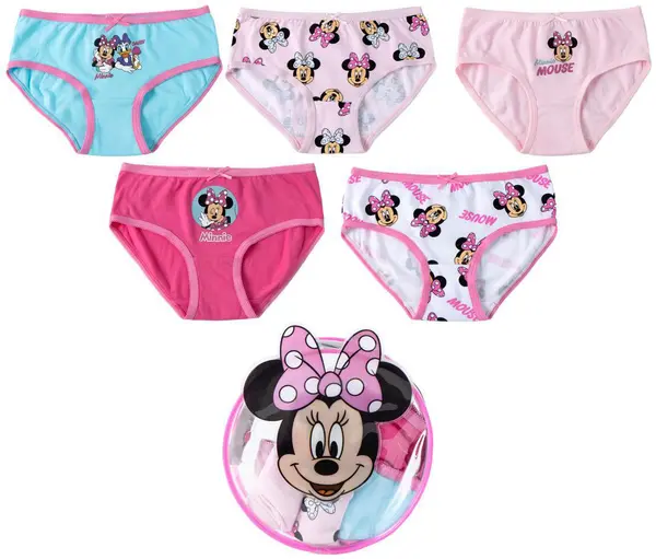 Chiloței pentru copii Cerda - Minnie, 5 bucăți, cu penar, 2-3 ani