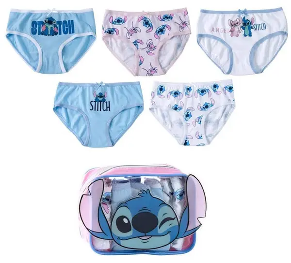 Chiloței pentru copii Cerda - Stitch, 5 bucăți, cu penar, 6-8 ani