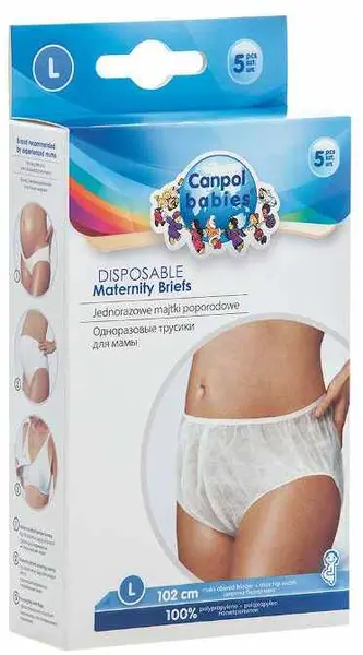 Chiloti de unica folosinta după naștere Canpol - Marimea L, 5 buc.