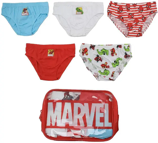 Chiloți pentru copii Cerda - Marvel, 5 bucăți, cu penar, 2-3 ani