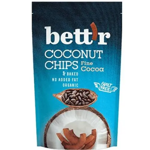Chips de cocos cu cacao fara gluten Bio, 70g, Bettr
