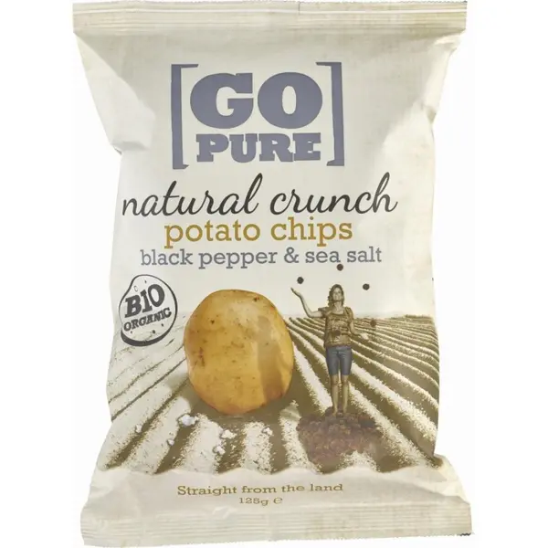 Chipsuri de cartofi cu sare si piper coapte manual fara gluten, eco - 125 g