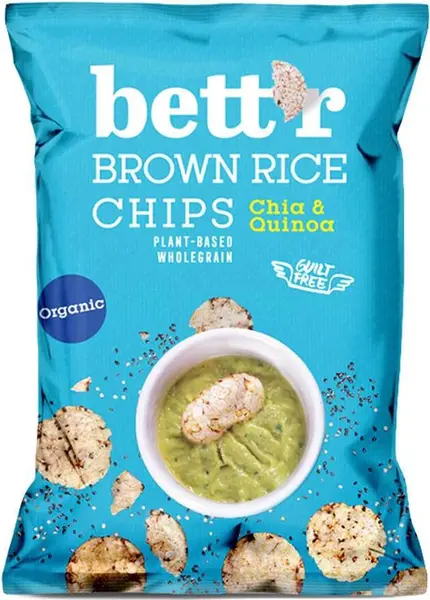 Chipsuri de orez cu chia și quinoa, 60 g, Bett'r