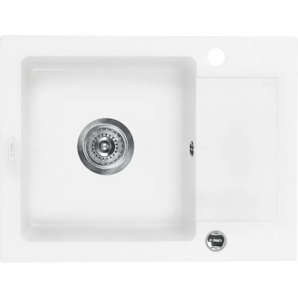 Chiuveta bucatarie compozit cu picurator alb mat 58 cm Deante Zorba
