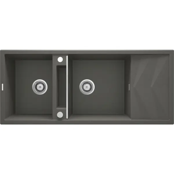 Chiuveta bucatarie compozit doua cuve si picurator, antracit metalic, Deante Magnetic