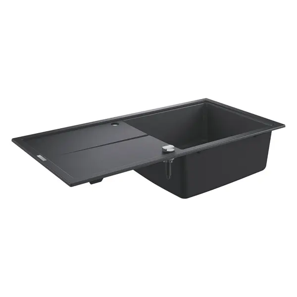 Chiuveta bucatarie compozit Grohe K400 31641AP0, montare sub chiuveta, 1 cuva, picurator, Negru granit