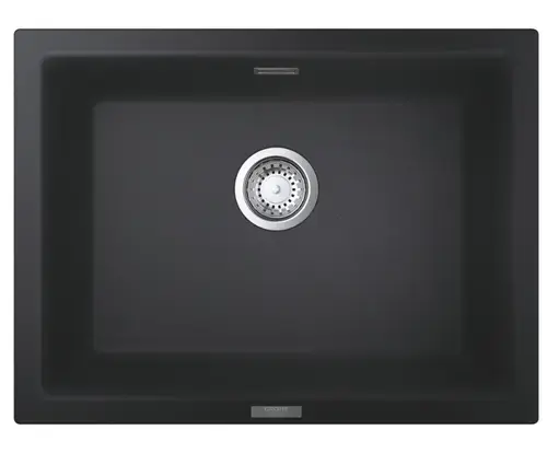 Chiuveta bucatarie compozit Grohe K700U 31655AP0, 610x460 mm, montare sub blat, evacuare manuala, Kit montaj si evacuare inclus, Negru granit