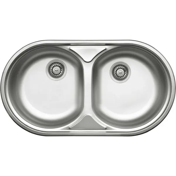Chiuveta bucatarie doua cuve inox cu picurator crom satin Deante Duet