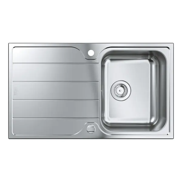 Chiuveta bucatarie Grohe 31571SD1, 860 x 500 mm, picurator, 1 cuva, evacuare automata, kit montaj si evacuare, Inox satinat