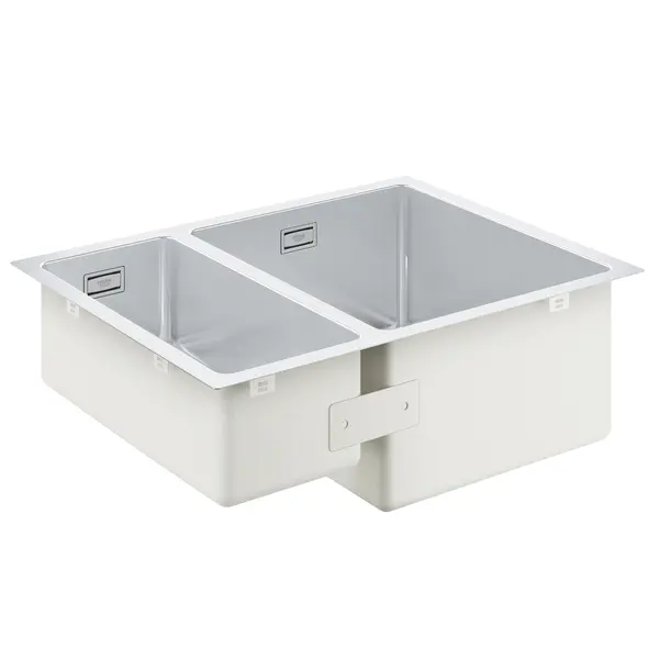 Chiuveta bucatarie Grohe K700 31576SD1, 58.5 x 44 cm, montare sub/pe blat, 2 cuve, set scurgere, antifonare, Inox