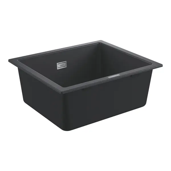 Chiuveta compozit Grohe 31654AP0, 53.3 x 45.7 cm, montare sub blat, evacuare manuala, Kit montaj si evacuare inclus, Negru granit