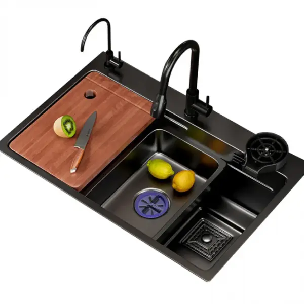 Chiuveta multifunctionala iHunt Sink SC035, robinet apa filtrata, sistem spalare pahare, cap robinet retractabil