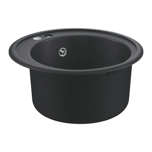 Chiuveta Quartz composite Grohe K200 31656AP0, 38 x 38 cm, montare pe blat, kit montaj si evacuare inclus, Granite black