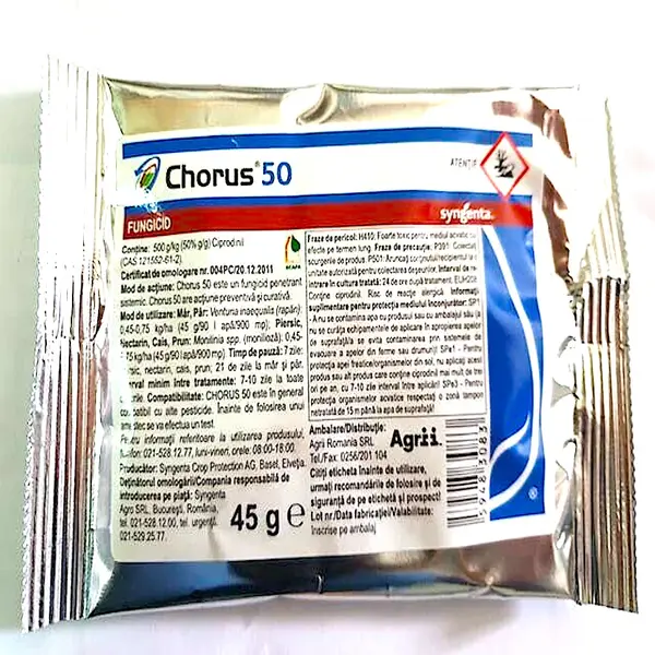 Chorus 50WG 45 gr, fungicid sistemic Syngenta (mar, par, piersic, nectarin, cais, prun) - Default Title