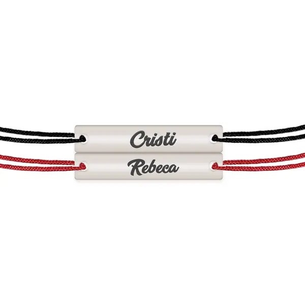 Chris - Set bratari snur personalizate din argint tablite cu nume