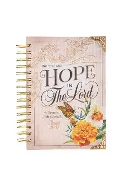 Christian Art Gifts Journal W/Scripture for Women Hope in the Lord Isaiah 40:31 Butterfly Deep Ocean Blue 192 Ruled Pages, Large Hardcover Notebook, W - Christianart Gifts