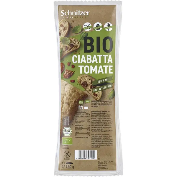 Ciabatta cu tomate fara gluten, eco - 180 g