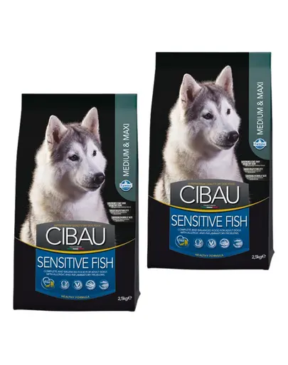 CIBAU Sensitive Adult Medium/Maxi Fish 2x12 kg + 2 kg hrană câini adulți talie medie și mare, cu pește