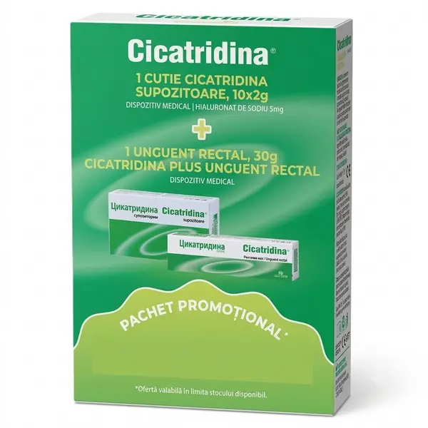 Cicatridina supozitoare 10 bucăți + Cicatridina unguent rectal plus 30 g, Naturpharma