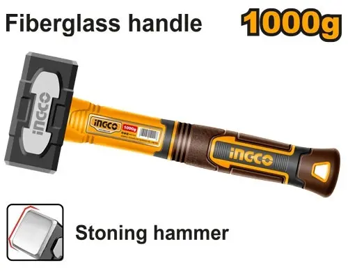 Ciocan Drept 2kg INGCO HSTH82000 cu Maner Fibra de Sticla Profesional pentru Zidarie si Constructii, Cap Otel Forjat Rezistent