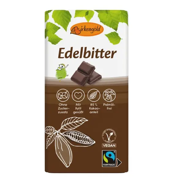 Ciocolata 85% cacao indulcita cu xylitol, 100g