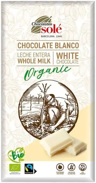 Ciocolată albă organică, 100 g, Chocolates Solé