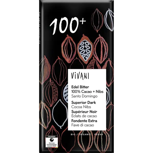 Ciocolata amara 100% cacao vegana, eco - 80 g