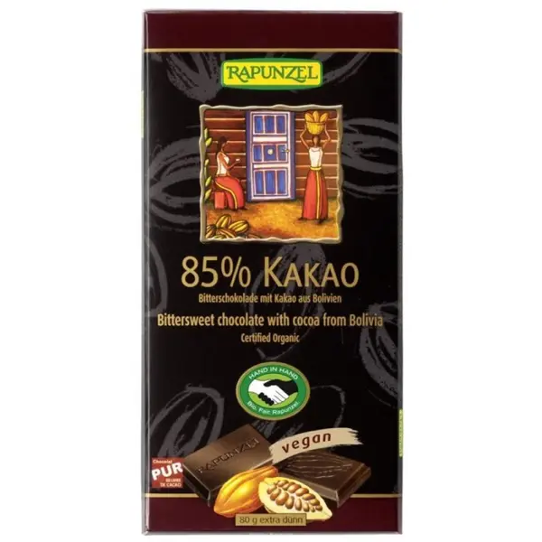 Ciocolata amaruie 85% cacao vegana, eco - 80 g