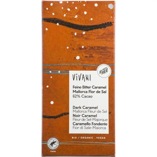 Ciocolata amaruie vegana cu caramel si flori de sare, eco - 80 g
