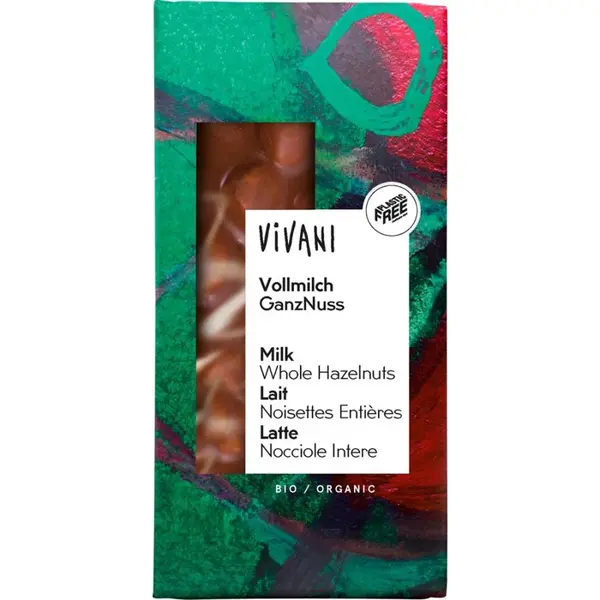 Ciocolata cu lapte integral si alune intregi, eco - 100 g