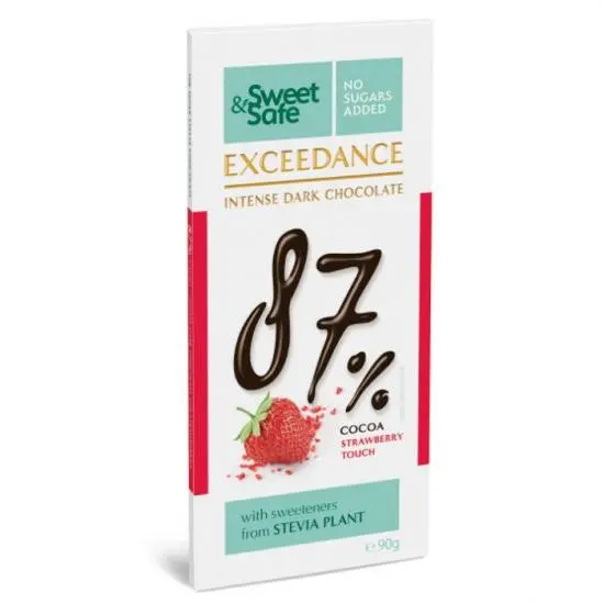 Ciocolata int. amaruie 87% capsuni stevie x 90g