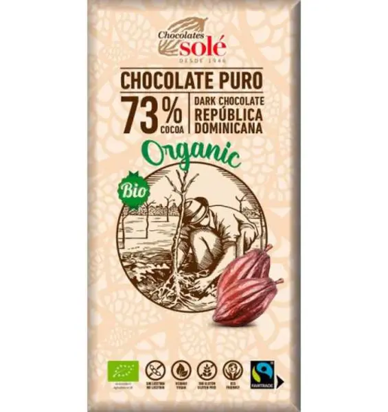 Ciocolata neagra BIO 73% cacao 100 gr Chocolates