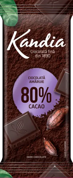 Ciocolata neagra Kandia 80% cacao 80g Ciocolata neagra Kandia 80% cacao 80g