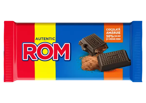Ciocolata neagra Rom cu 50% cacao 88 g Ciocolata neagra Rom cu 50% cacao 88 g