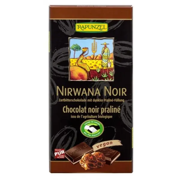 Ciocolata Nirwana neagra cu praline 55% cacao vegana, eco - 100 g