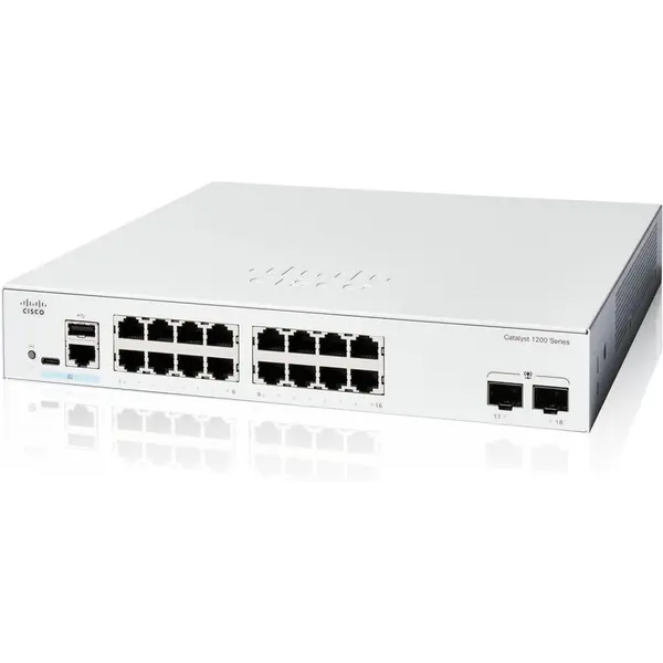 Cisco Cisco Catalyst 1200-16T-2G Smart Switch, 16 Port GE, 2x1GE SFP, Limited Lifetime Protection (C1200-16T-2G)