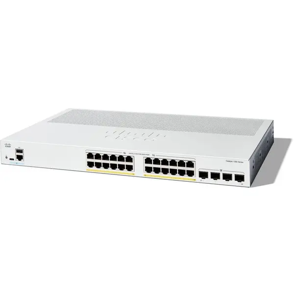 Cisco Cisco Catalyst 1300-24P-4G Managed Switch, 24 Port GE, PoE, 4x1GE SFP, Limited Lifetime Protection (C1300-24P-4G)