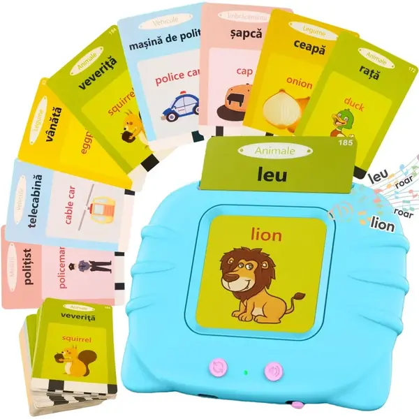 Cititor audio de carduri bilingv - Romana Engleza Roz (224 carduri 448 cuvinte) Roz